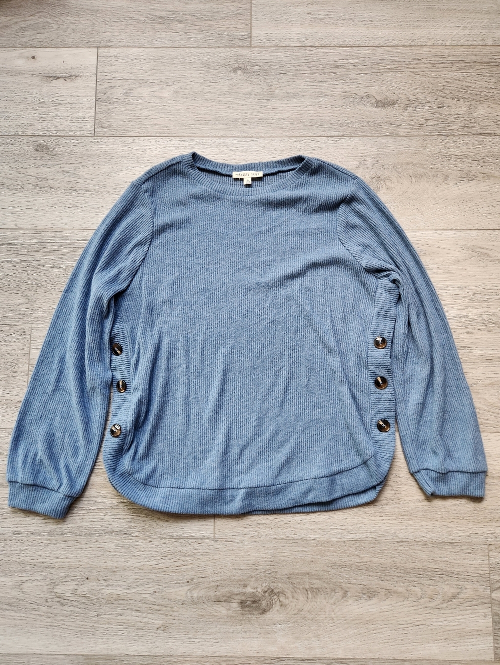 Parallel Skies Blue Long Sleeve Top Womens Large Buttons Casual